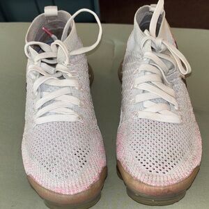 Nike Women's Pink and Gray Knit Sneakers